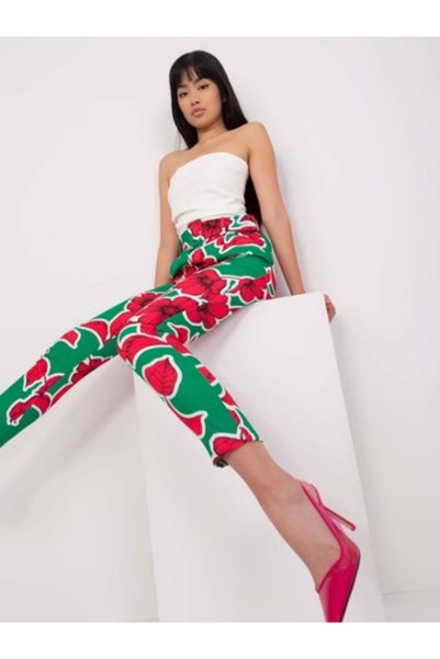 Italy Moda Women's Pants, ITALY MODA, Polyester, Floral, Green, model DHJ-SP-...