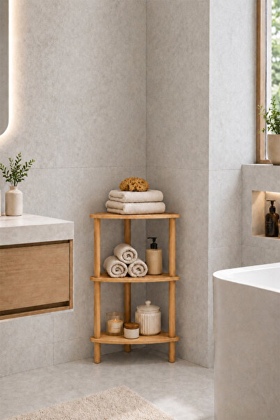 Avmpark Trian Köşe Raflı 3 Katlı Banyo Rafı, Mutfak Rafı, Havluluk, Deterjanl...