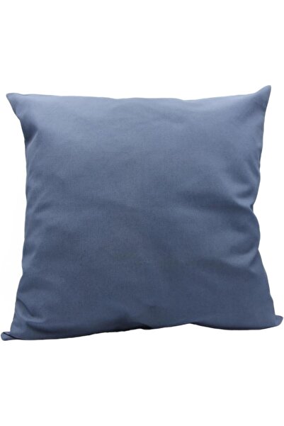 Pamuklu Kırlent Kılıfı, 45x45 cm,%100 Pamuk (Denim Mavi)