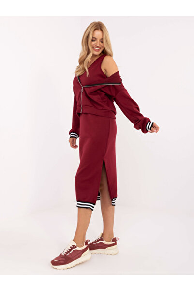 rue parıs Compleu Dama, RUE PARIS, Viscoza, Maneca lunga, Bordo, model IT-KM9...