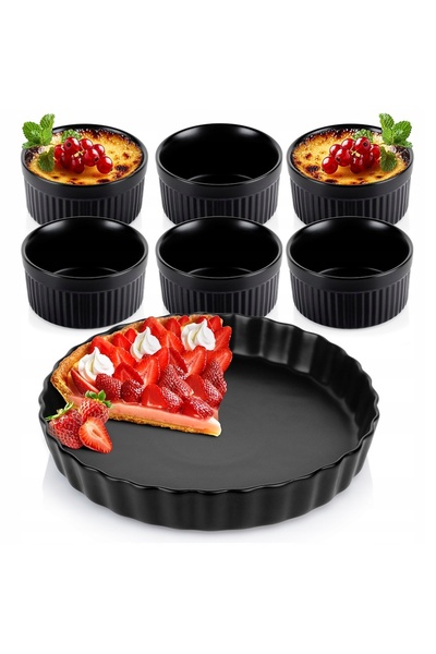 Vilde 6x Vas pentru copt, bol tip kokilka + formă pentru plăcintă/tarte