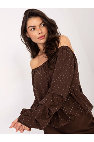 Italy Moda Γυναικεία Μπλούζα, ITALY MODA, Βισκόζη, Μακρυμάνικη, Καφέ, μοντέλο...