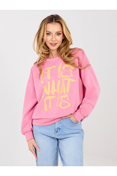 rue parıs Women's Sweatshirt, RUE PARIS, Polyester, Long Sleeve, Pink, model ...