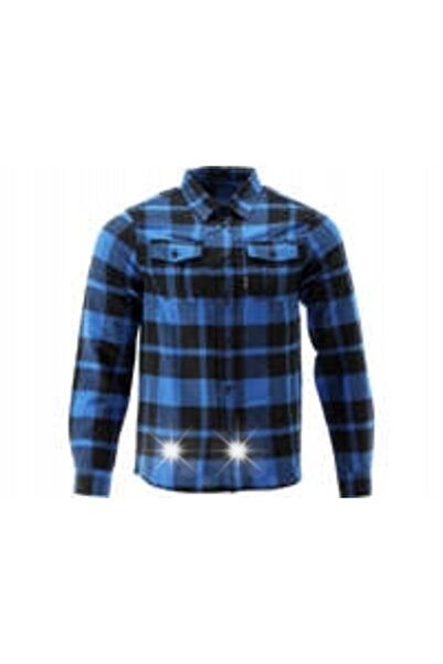yato Cămașă bărbătească flanelată albastră din bumbac 170g/m² Mărimea S