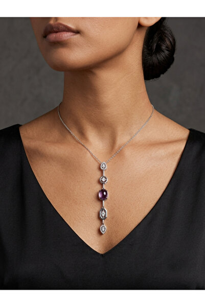 mia donna jewelry Mia Donna Kuvars Moru Y Çelik Kolye