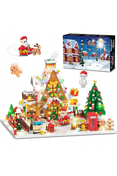 INSOON Calendar de Advent Blocuri Casă cu Moș Crăciun Brad Moș Crăciun LED 17...