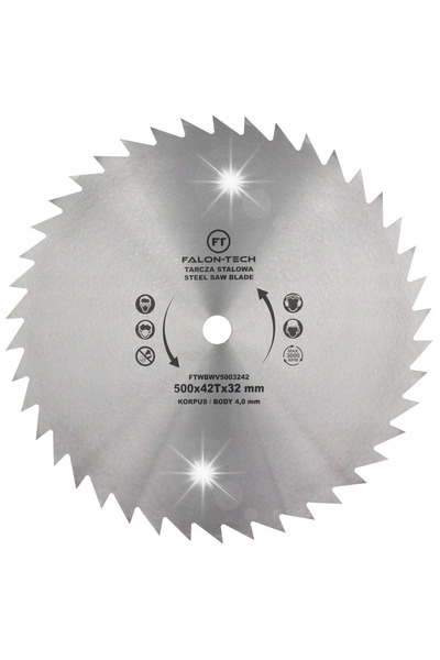 Falon Tech Ferăstrău circular din oțel standard, fără vizor, 500x32 T42