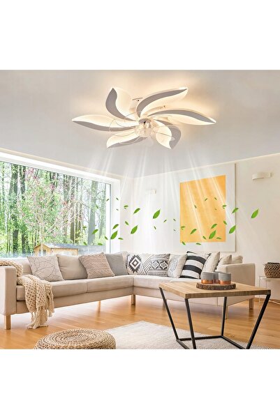 AjieQaQ LED WHITE CHANDELIER PLAFONIERA LAMPĂ DE PLAFON CU VENTILATOR MODERN ...