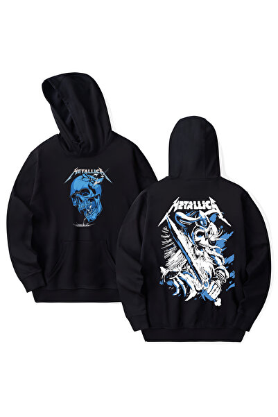 STİL-X Hanorac cu glugă din bumbac imprimat Metallica, cu mânecă lungă, cu 3 ...