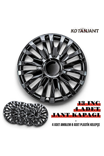Kotanjant HYUNDAİ ACCENT YUMURTA KASA 13 İnç Jant Kapağı 4'lü Set Piano Black...