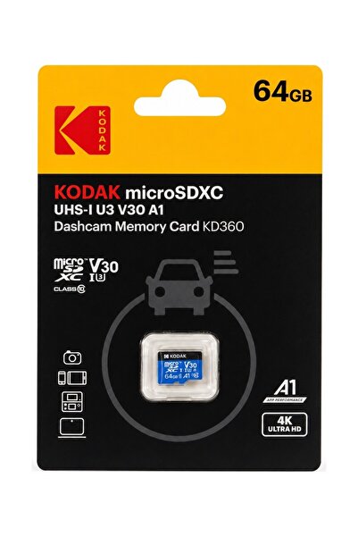 Lexar Kodak 64GB UHS-I U3/V30/A1 Araç Kamerası İçin Micro SD Kart KD360