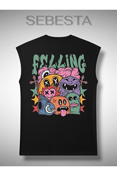 Sebesta Fashion Felling Printed Cotton 0 Collar Premium Oversize Sports Top