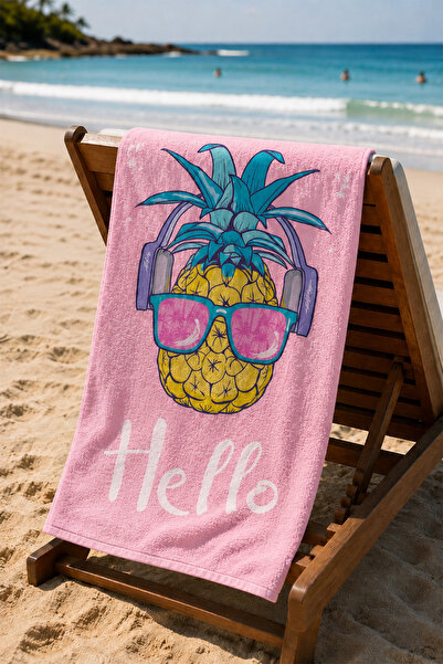 Moud's Digital Printed 70X150Cm Pink Pineapple Patterned Beach Towel - Bath T...