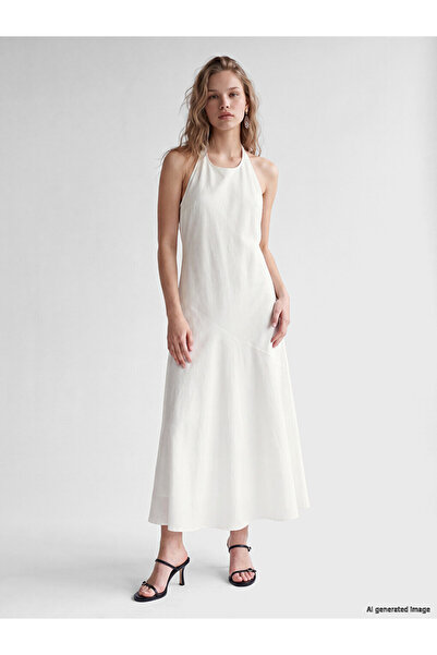 LC Waikiki Esvab • Modern & Distinctive Halter Roba Collar A-Line Jean Dress