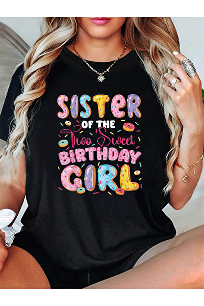 Ekim11 تي شيرت نسائي مطبوع عليه عبارة "SISTER OF THE Two Sweet BIRTHDAY" - بل...