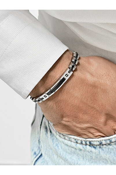 FERRO Black and Silver Steel Men's Bracelet Frj10195A-J 2 Year Warranty Gift ...