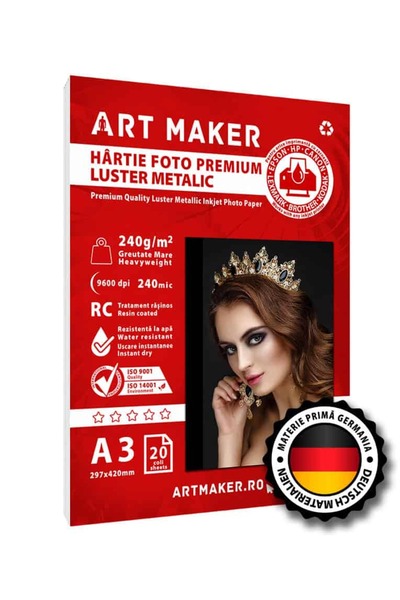 Art Maker Hartie foto LUSTER METALIC, Premium, 240g/mp, rc, A3, 20 coli