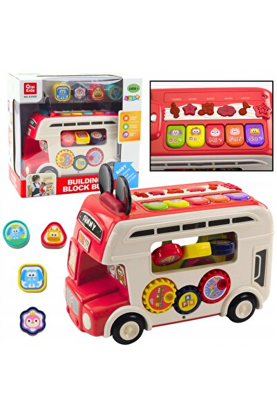 LeanToys Autobuz Educativ Interactiv Sortator de Lumini și Sunete Roșu