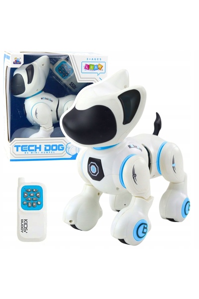 LeanToys Robot Câine Interactiv Pilot cu Lumină și Sunet Alb Albastru