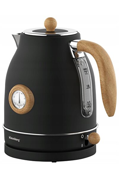 Klausberg KB-7907 Fierbător electric de 1.7L cu termometru, negru retro, 2200W