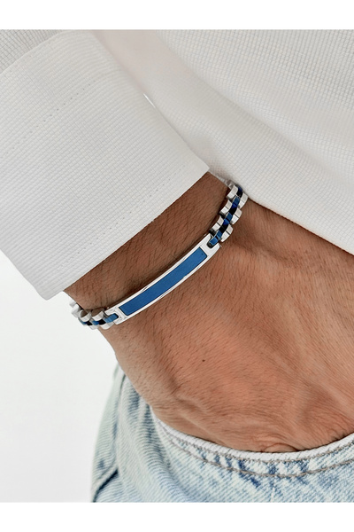 FERRO Navy Blue and Silver Steel Men's Bracelet Frj10206A-L 2 Year Warranty G...