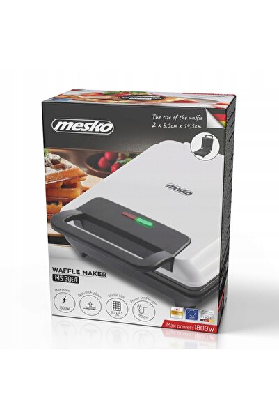 MESKO Aparat de făcut gofre 2 GOFRE MARI XXL 1800W PUTERNIC MS3091 alb