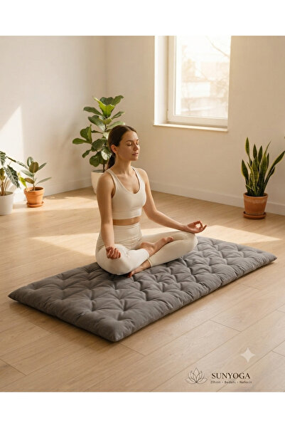 SUNYOGA Pamuk Kapitone Meditasyon Minderi 180x60 cm - Konforlu Yoga Matı ve Y...