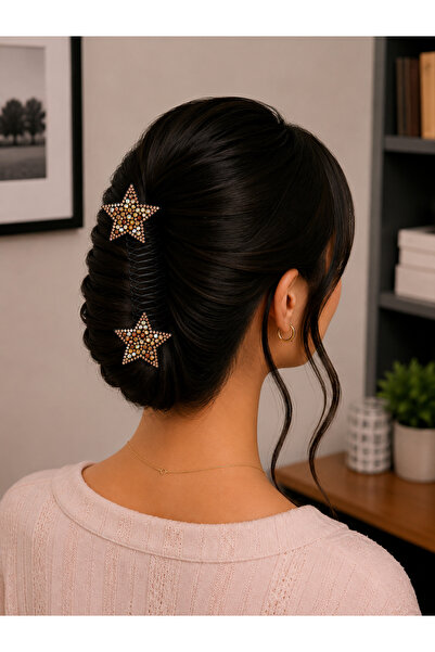 Bymiel Black Clover Detailed Flexible Hair Comb Clip – Women's Hair Gathering...