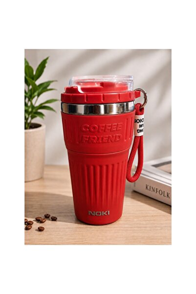 Noki Premium Ceramic Surface Steel Coffee Cup Red Thermos