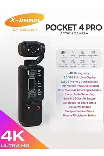X inova X-Inova X-Inova Pocket 4 PRO 4K Ultra HD Action Camera Black