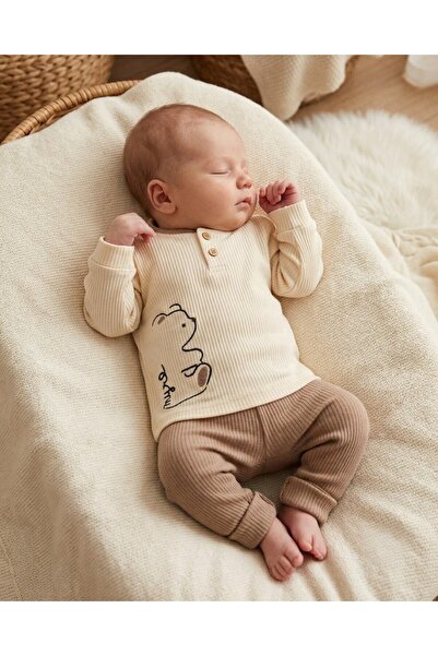 voyyo kids baby 100% Cotton 0-3-6-9-12 Months Baby Boy Teddy Bear Embroidered...