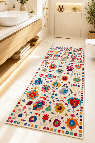 Chilai Home Ralo 60x100 50x60 Kaydırmaz Tabanlı 2'li Banyo Paspas Seti Takımı