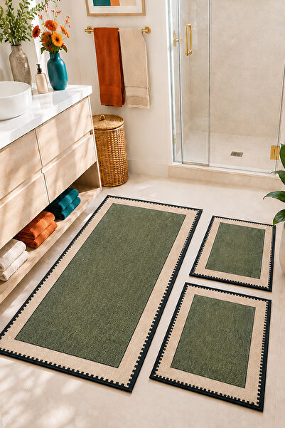 Chilai Home Nehogreen 60x100 50x60 50x60 Kaydırmaz Tabanlı 3'lü Banyo Paspas ...