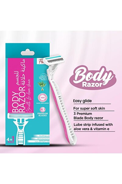 Floren Disposable Body Razors for Women - Pack of 5 | With Aloe Vera and Vitamin E Strip | 3 Premium European SS Blades | Smooth and Clean Shave | Hair Removal | For Arms, Legs, and Bikini Line