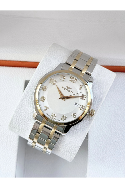 FERRO Yellow and Silver Steel Cord Men's Wristwatch Fm40190A-D 3 Atm Water Re...