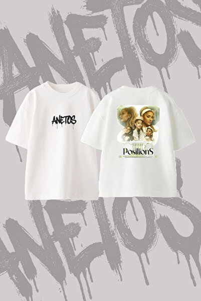 Anetos Ariana Grande_113 Design Back Printed Cotton White Oversize T-Shirt