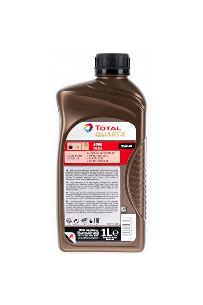 TOTAL Κουάρτζ Ντίζελ 5000 15W40 λάδι κινητήρα 1L