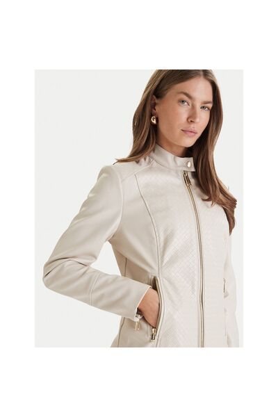 Guess Jachetă de damă din imitație de piele W6RL52WL850 Crem