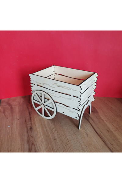 CREATIVITATEPLUS Wooden flower stand, cart model, 18x10x10cm
