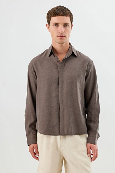 Antioch Brown Modal Blend Crop Fit Men's Shirt