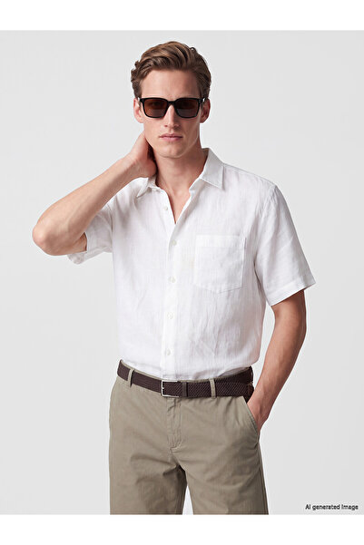 LC Waikiki Ανδρικό πουκάμισο NEVAVM Regular Fit 100% λινό με διαφορά στην υφή