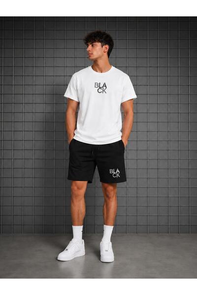 zeag Men's T-Shirt and Shorts Set with Black Printed Design