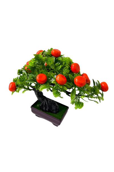 velve Bonsai decorativ artificial, in ghiveci miniatural, Fruit Tree, Nectari...