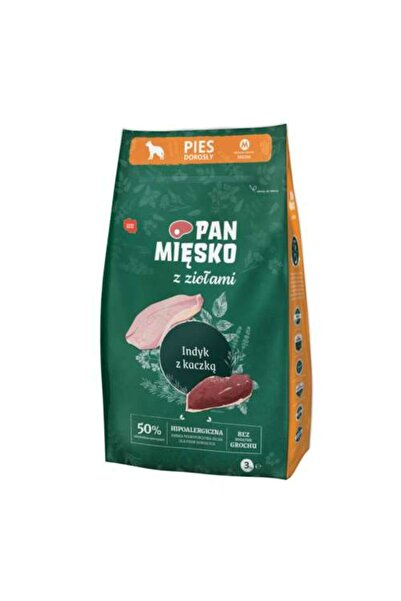 NO BRAND Hrana pentru caini PAN MIĘSKO Peru cu rață și ierburi M 3 kg