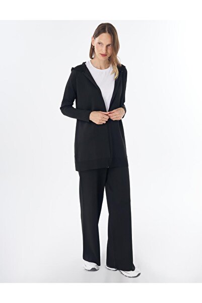 Kayra Hooded Detailed Knitwear Set Black
