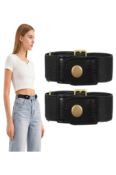 CCILIYC 2 PCS No Buckle Stretch Belt, Invisible Stretch No Buckle Waistband, ...