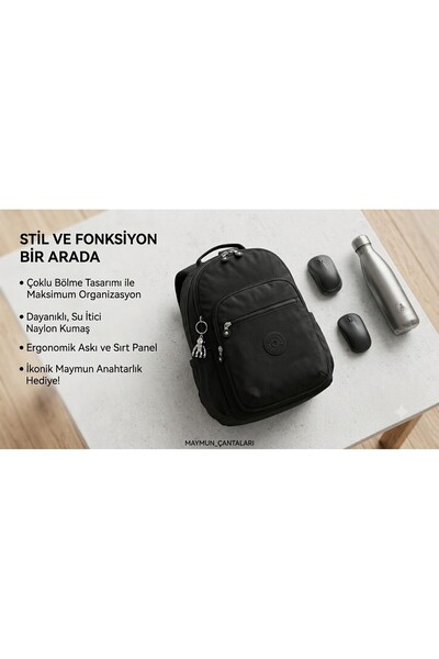 Lisinya Black Waterproof Crinkle Fabric Backpack