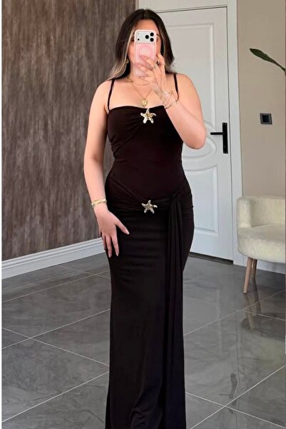 aura7 collection Brown Flow Dress with kg Cord Straps and Star Accessories