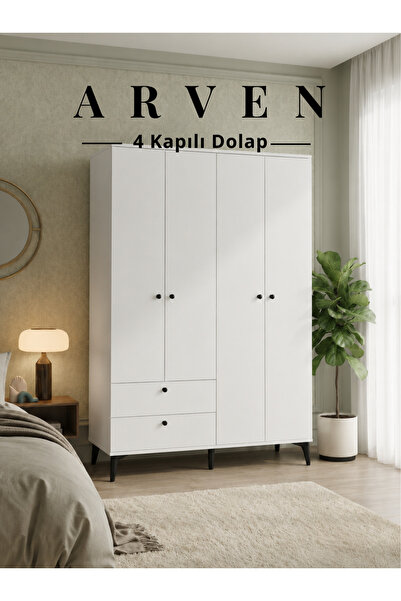 Cozibo Arven 4 Kapılı 2 Çekmeceli Dolap, Gardrop