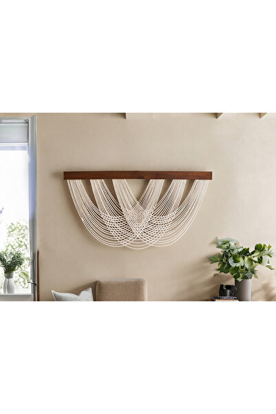 Handmade AURA Ahşap Detaylı Makrome Duvar Süsü